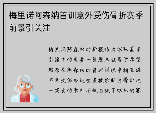 梅里诺阿森纳首训意外受伤骨折赛季前景引关注